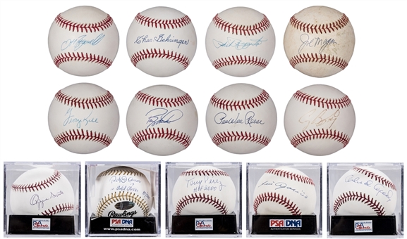 Lot of (13) Hall of Famers Infielders Single Signed Baseballs (PSA/DNA & JSA)